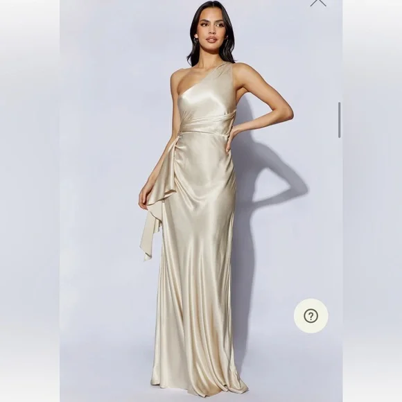 Meshki | Dresses | Calliopeone Shoulder Maxi Dress Blush Gold | Poshmark